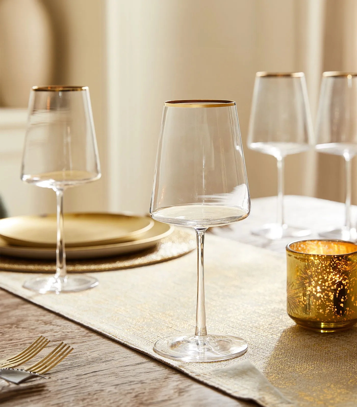 Horizon Crystal Gold-Rimmed Glassware Collection