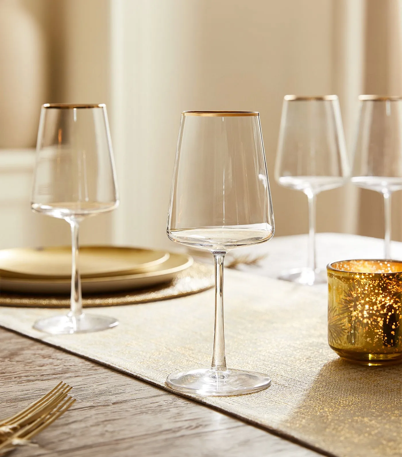 Horizon Crystal Gold-Rimmed Glassware Collection