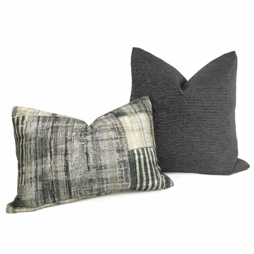 Hugo Two Tone Gray Ribbed Chenille Pillow Cover