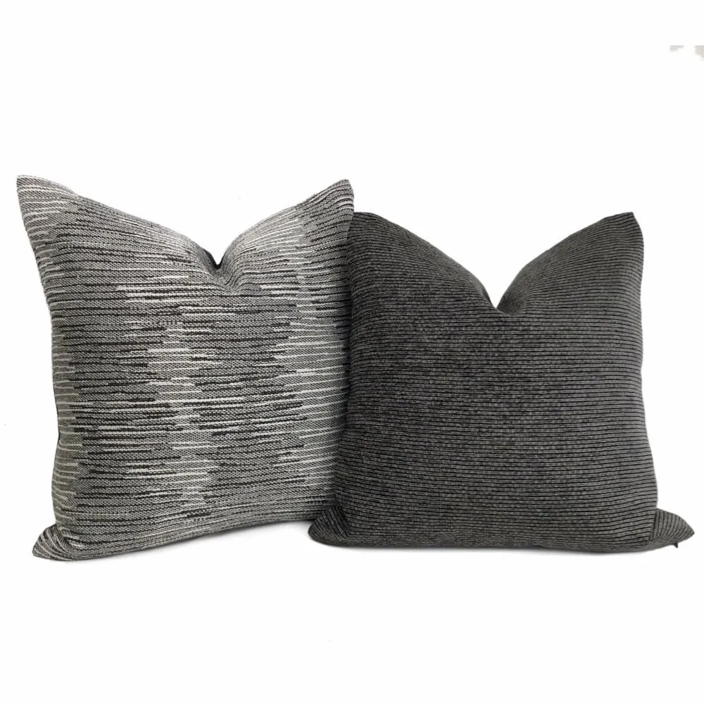 Hugo Two Tone Gray Ribbed Chenille Pillow Cover