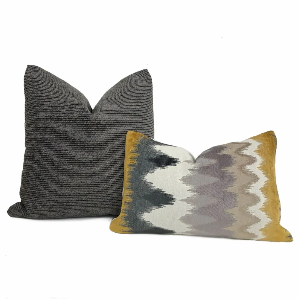 Hugo Two Tone Gray Ribbed Chenille Pillow Cover