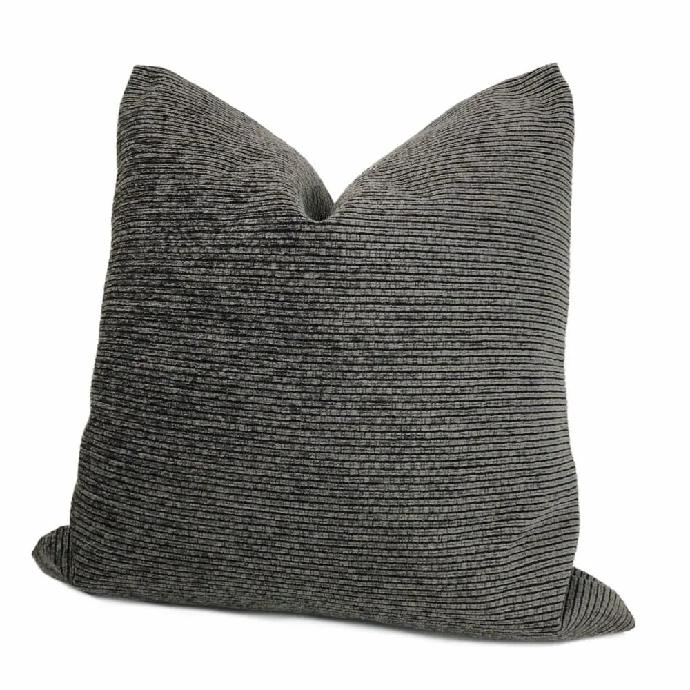 Hugo Two Tone Gray Ribbed Chenille Pillow Cover