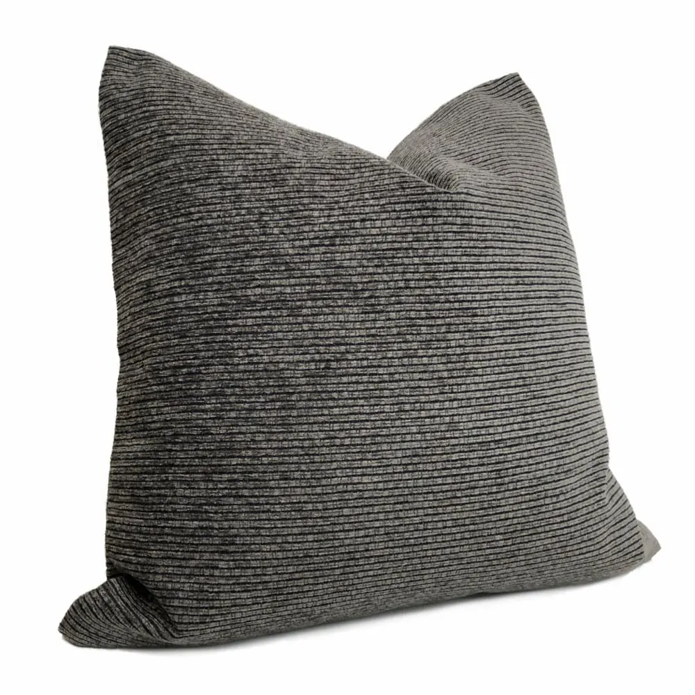 Hugo Two Tone Gray Ribbed Chenille Pillow Cover