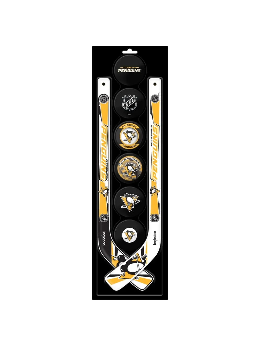 Inglasco NHL Pittsburgh Penguins 8-Pack Mini Stick & Foam Puck Set