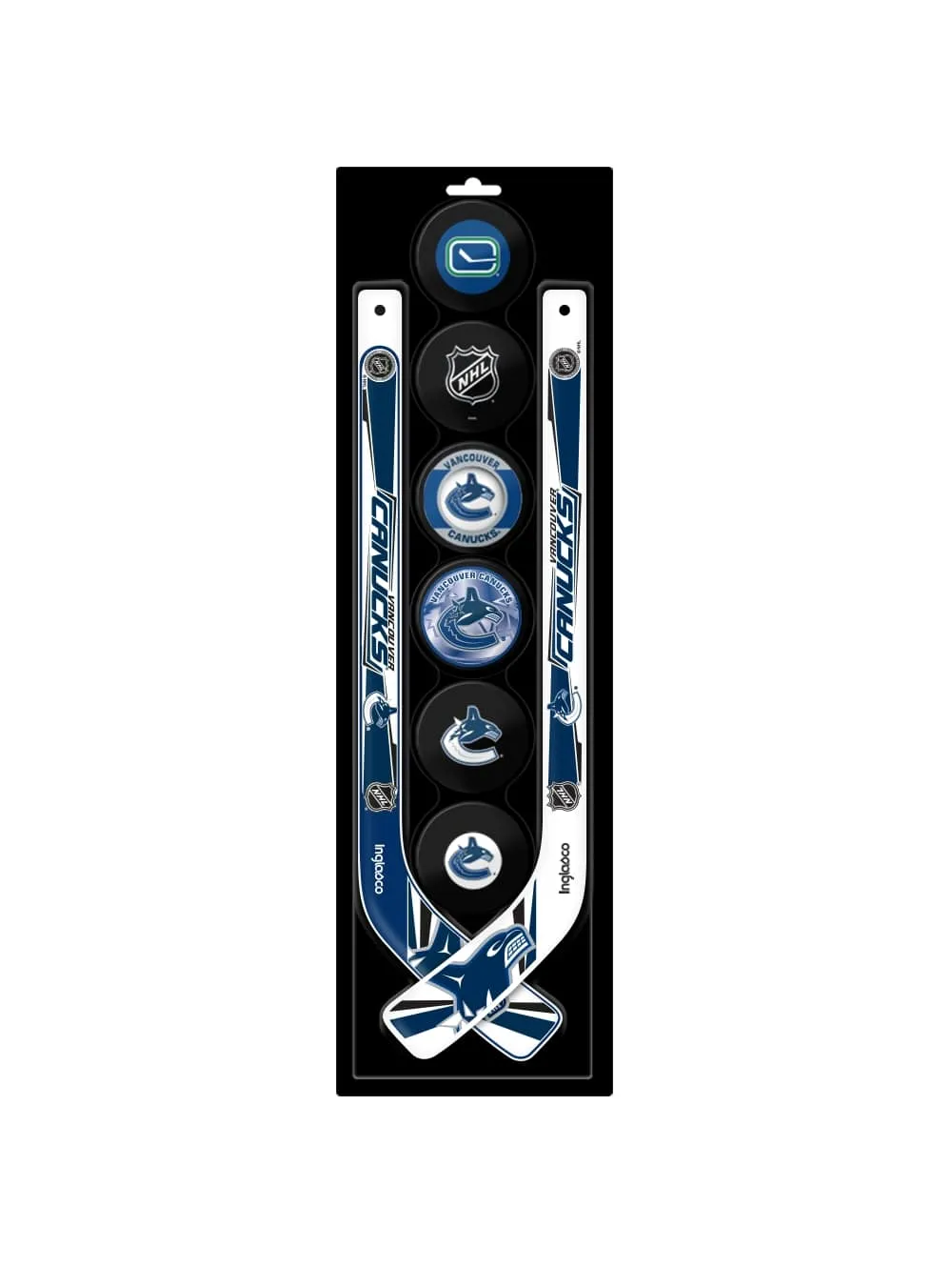 Inglasco NHL Vancouver Canucks 8-Pack Mini Stick & Foam Puck Set