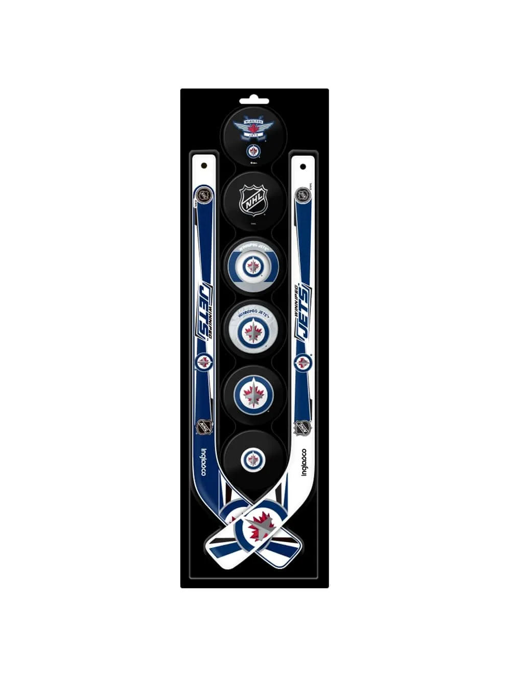 Inglasco NHL Winnipeg Jets 8-Pack Mini Stick & Foam Puck Set