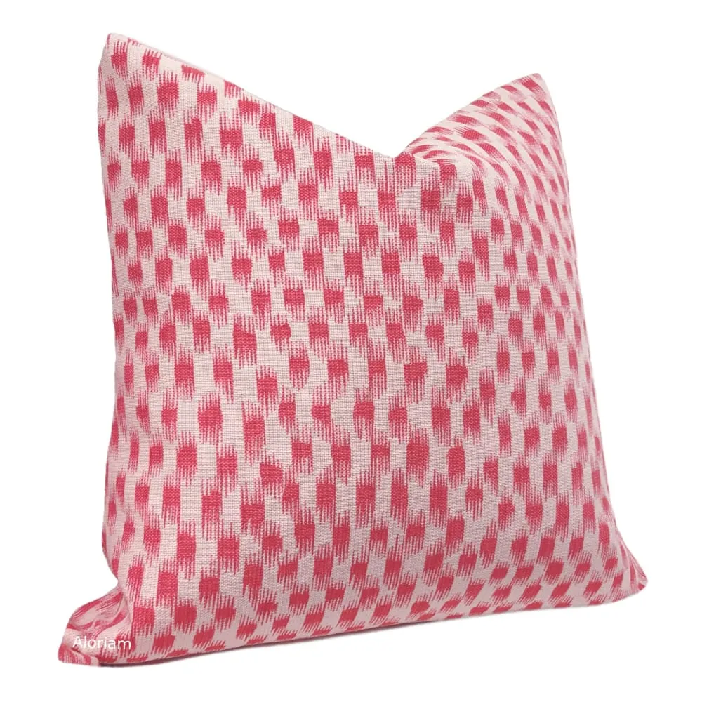 Izmir Pink Off-White Ikat Blocks Pillow Cover