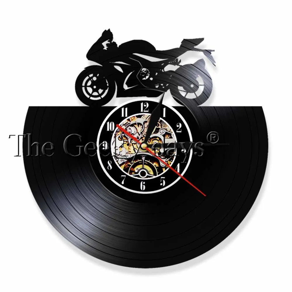 Japanese Motorbike Vinyl Record Wall Clock Retro Home Decor Motorycycle Modern Wall Art Clock Watch Gift For Motorcycle Fans