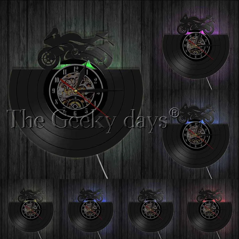 Japanese Motorbike Vinyl Record Wall Clock Retro Home Decor Motorycycle Modern Wall Art Clock Watch Gift For Motorcycle Fans