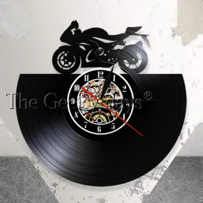 Japanese Motorbike Vinyl Record Wall Clock Retro Home Decor Motorycycle Modern Wall Art Clock Watch Gift For Motorcycle Fans