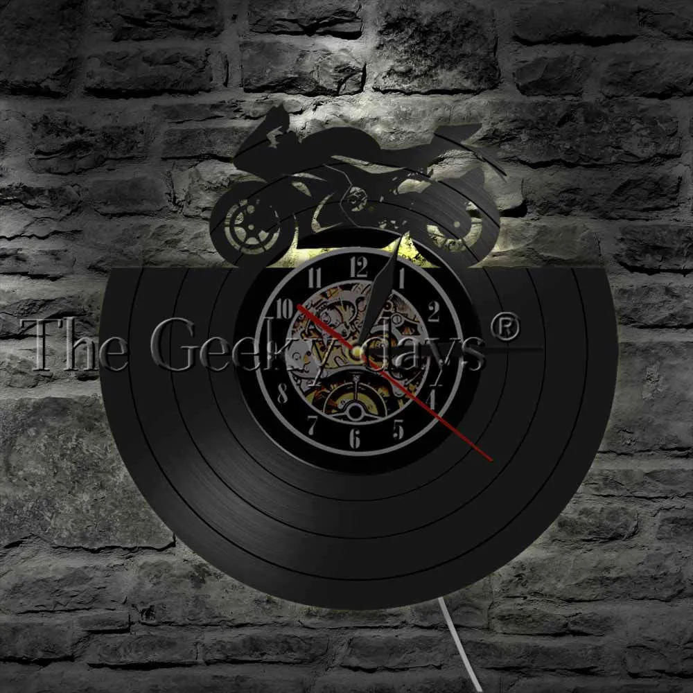 Japanese Motorbike Vinyl Record Wall Clock Retro Home Decor Motorycycle Modern Wall Art Clock Watch Gift For Motorcycle Fans