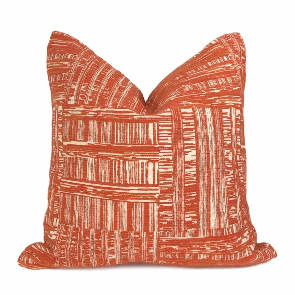 Joplin Orange Cream Abstract Texture Chenille Pillow Cover