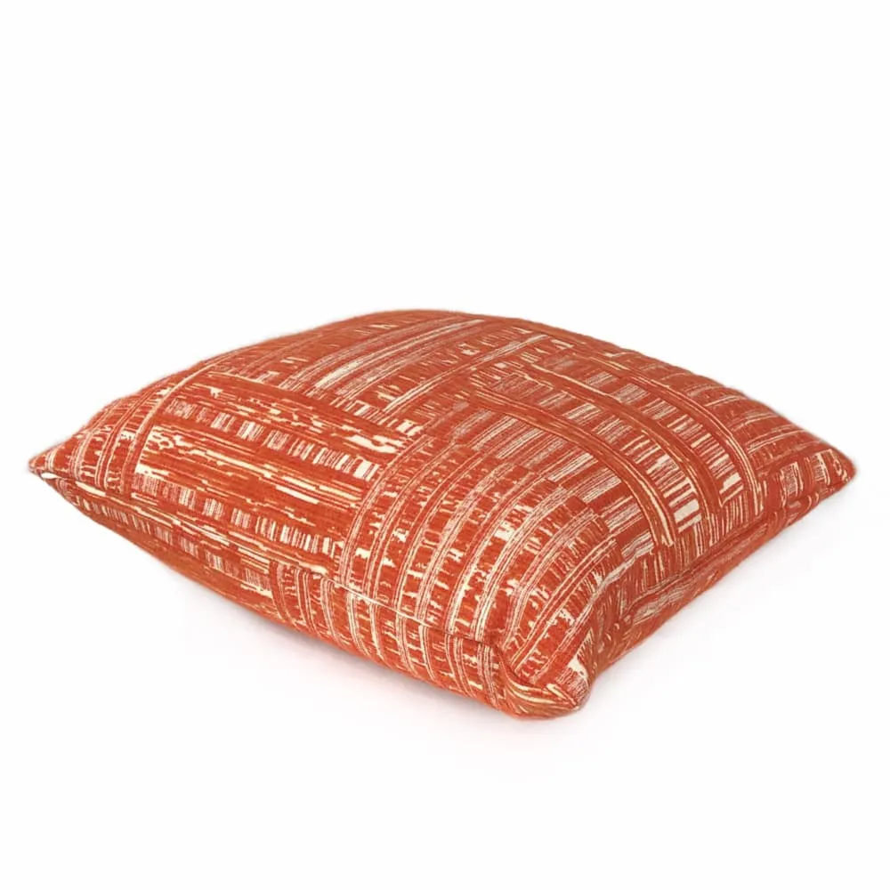 Joplin Orange Cream Abstract Texture Chenille Pillow Cover