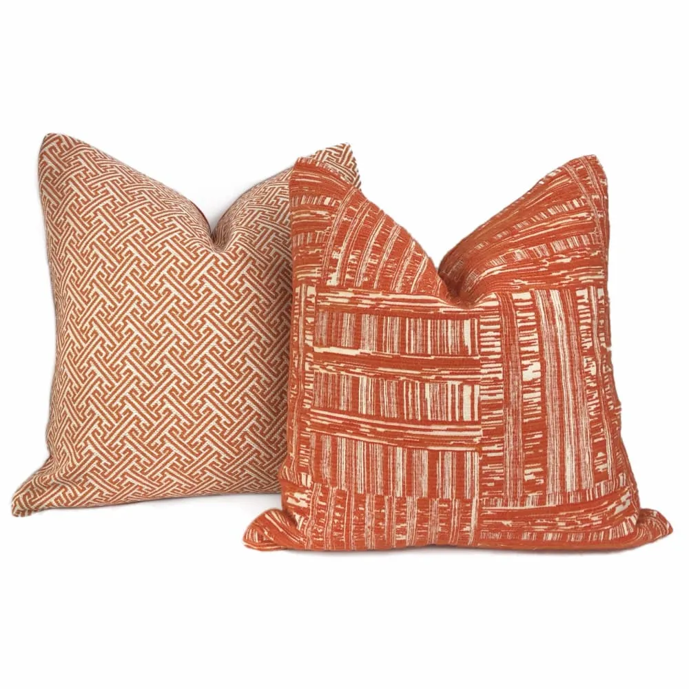 Joplin Orange Cream Abstract Texture Chenille Pillow Cover