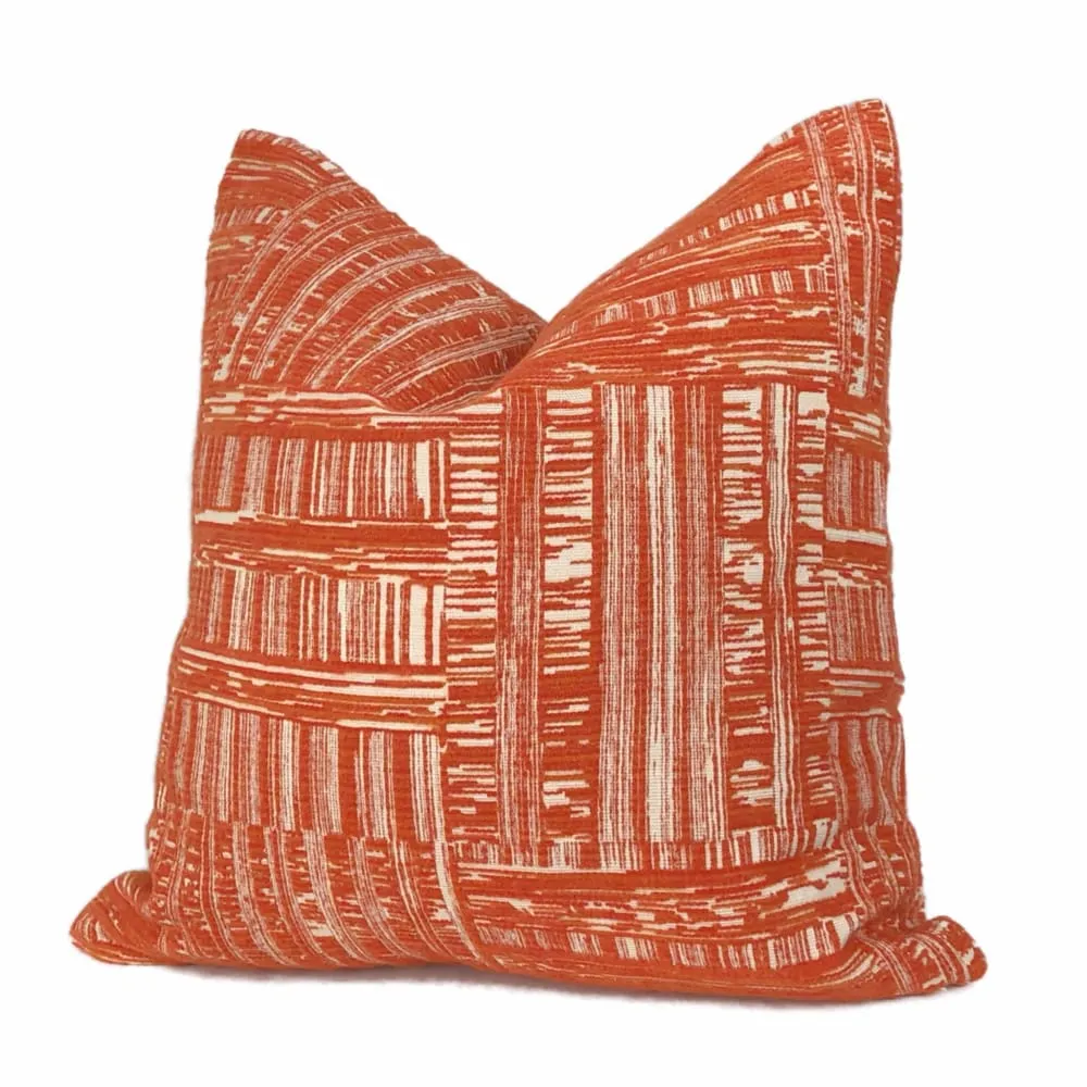 Joplin Orange Cream Abstract Texture Chenille Pillow Cover