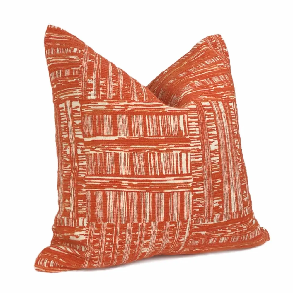 Joplin Orange Cream Abstract Texture Chenille Pillow Cover