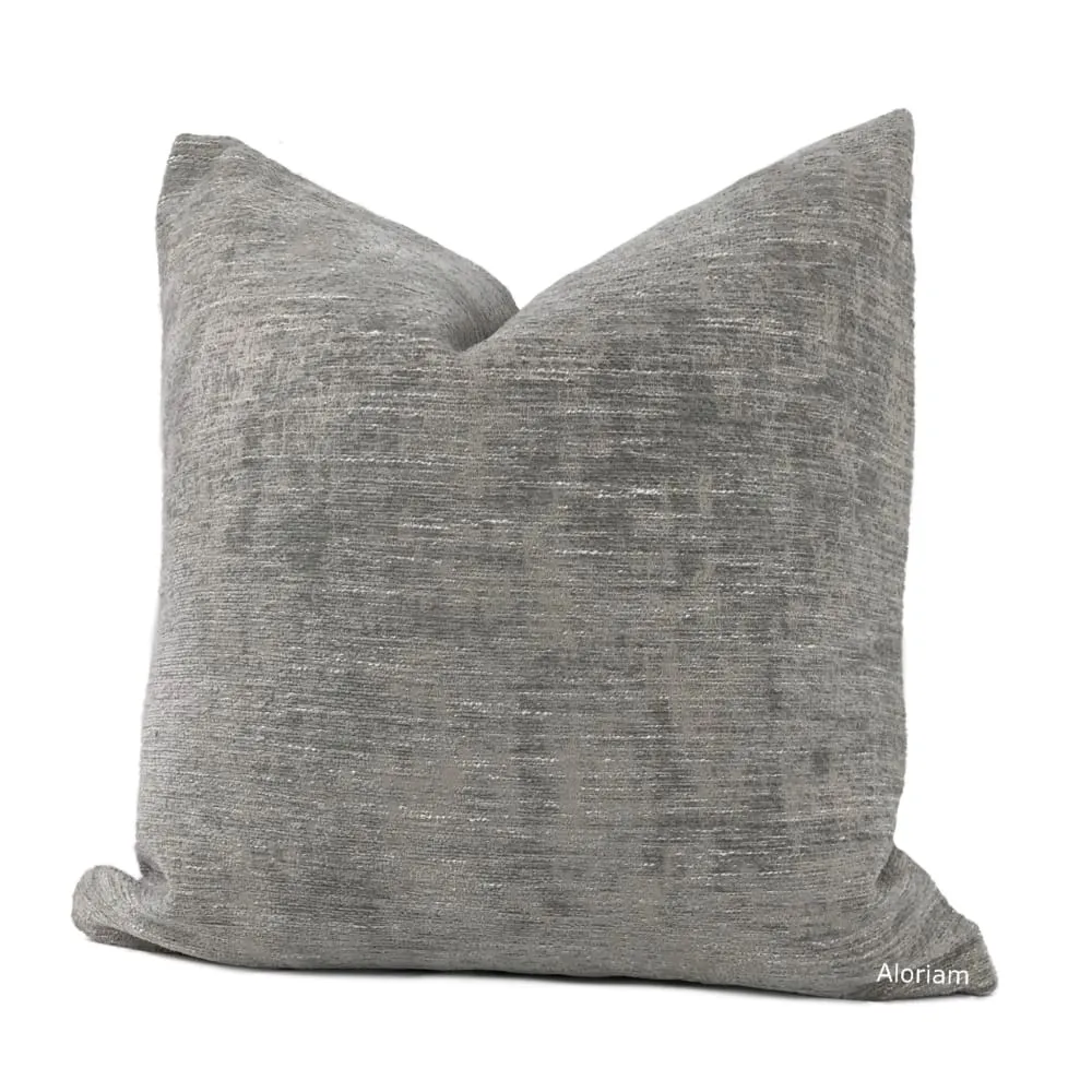 Knox Elephant Gray Slub Textured Chenille Pillow Cover