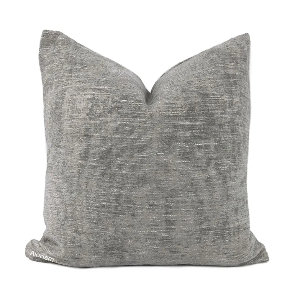 Knox Elephant Gray Slub Textured Chenille Pillow Cover