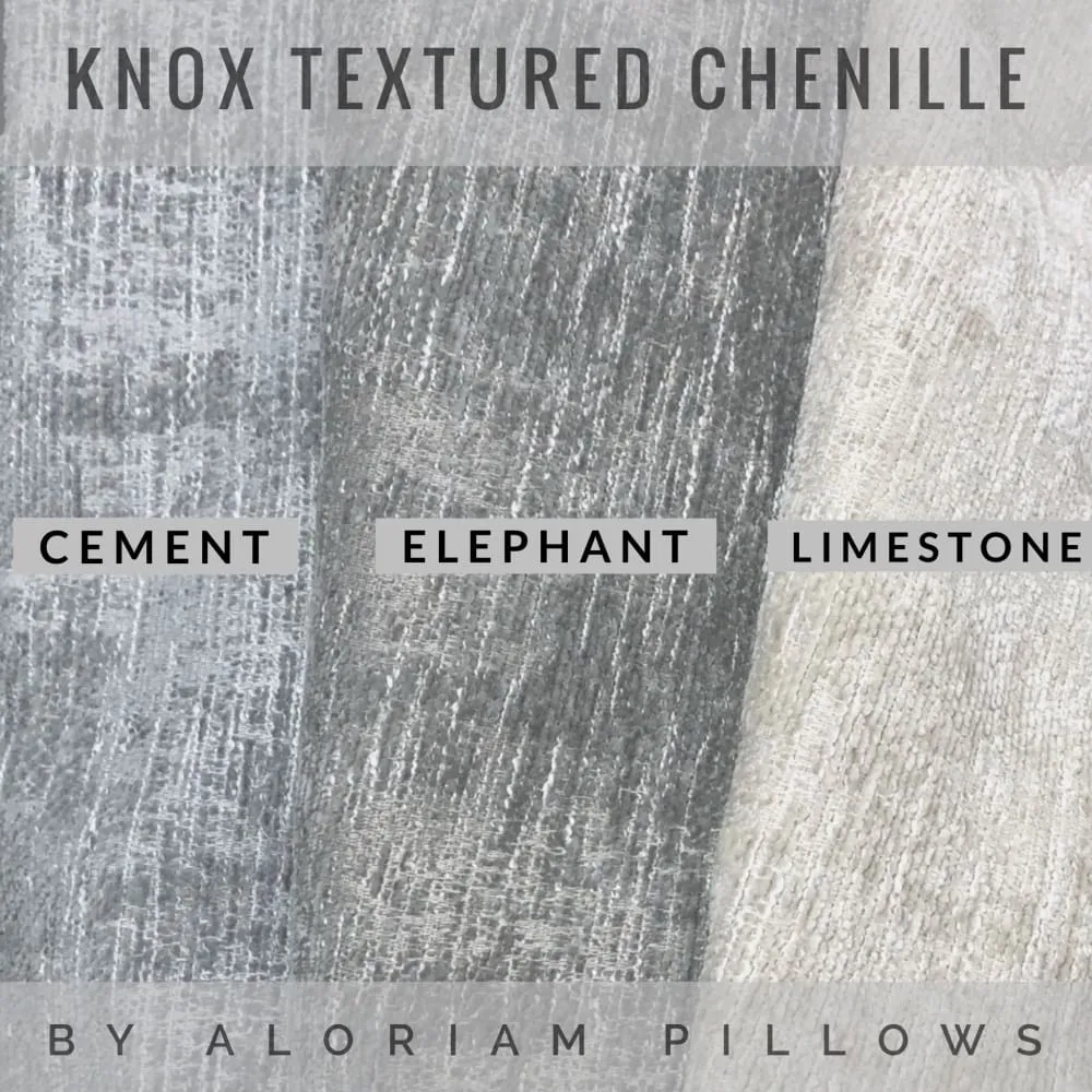 Knox Elephant Gray Slub Textured Chenille Pillow Cover