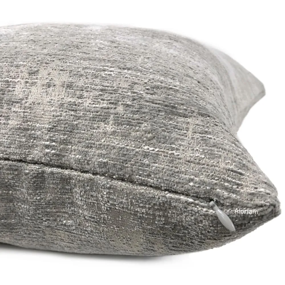 Knox Elephant Gray Slub Textured Chenille Pillow Cover