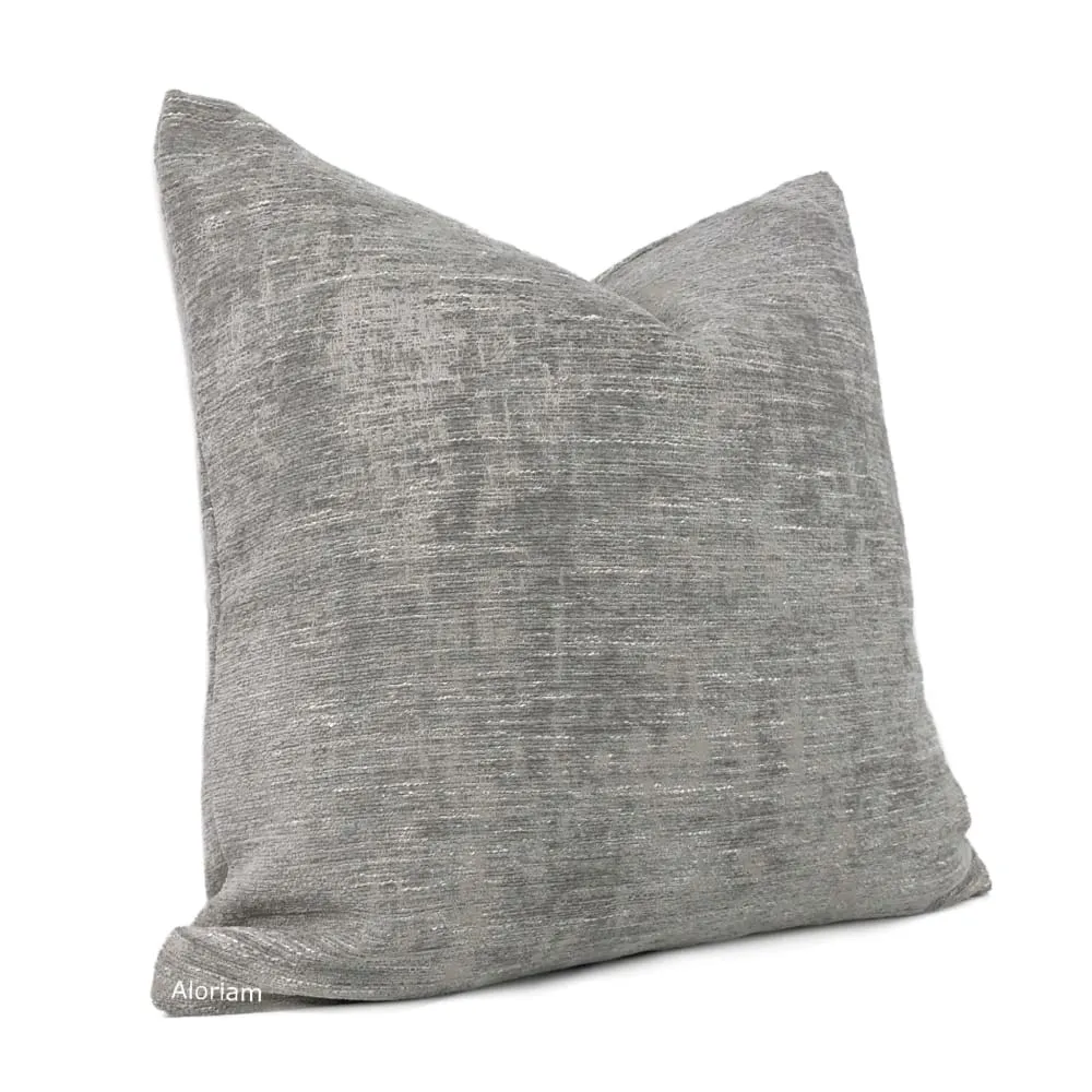 Knox Elephant Gray Slub Textured Chenille Pillow Cover