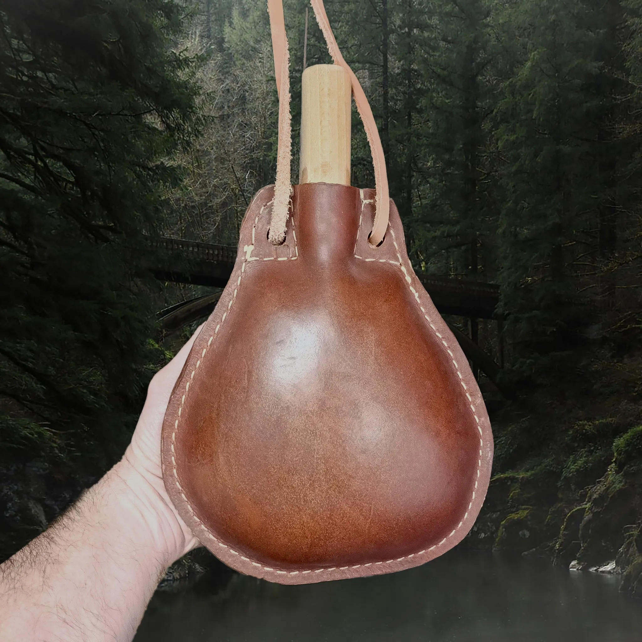 Large Handmade Leather Water Bottle