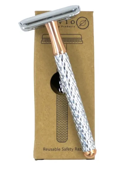 Lilvio Safety Razor Shaving Kit, Rose Gold & Silver