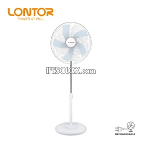 LONTOR 16" Rechargeable Standing Solar Fan with 5-Blades, 2-Speed Control (CTL-CF099-16) - Brand New