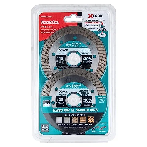 Makita X-LOCK 4-1/2in Turbo Rim Diamond Blade for Masonry Cutting (2-Pack)