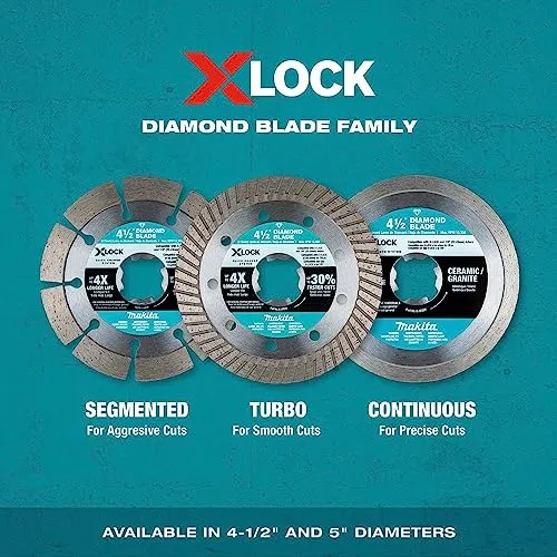 Makita X-LOCK 4-1/2in Turbo Rim Diamond Blade for Masonry Cutting (2-Pack)