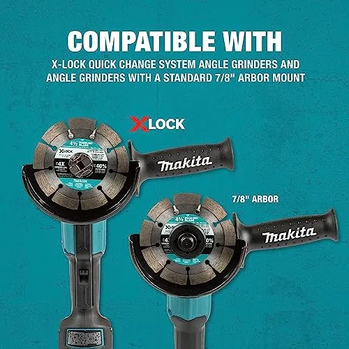 Makita X-LOCK 4-1/2in Turbo Rim Diamond Blade for Masonry Cutting (2-Pack)