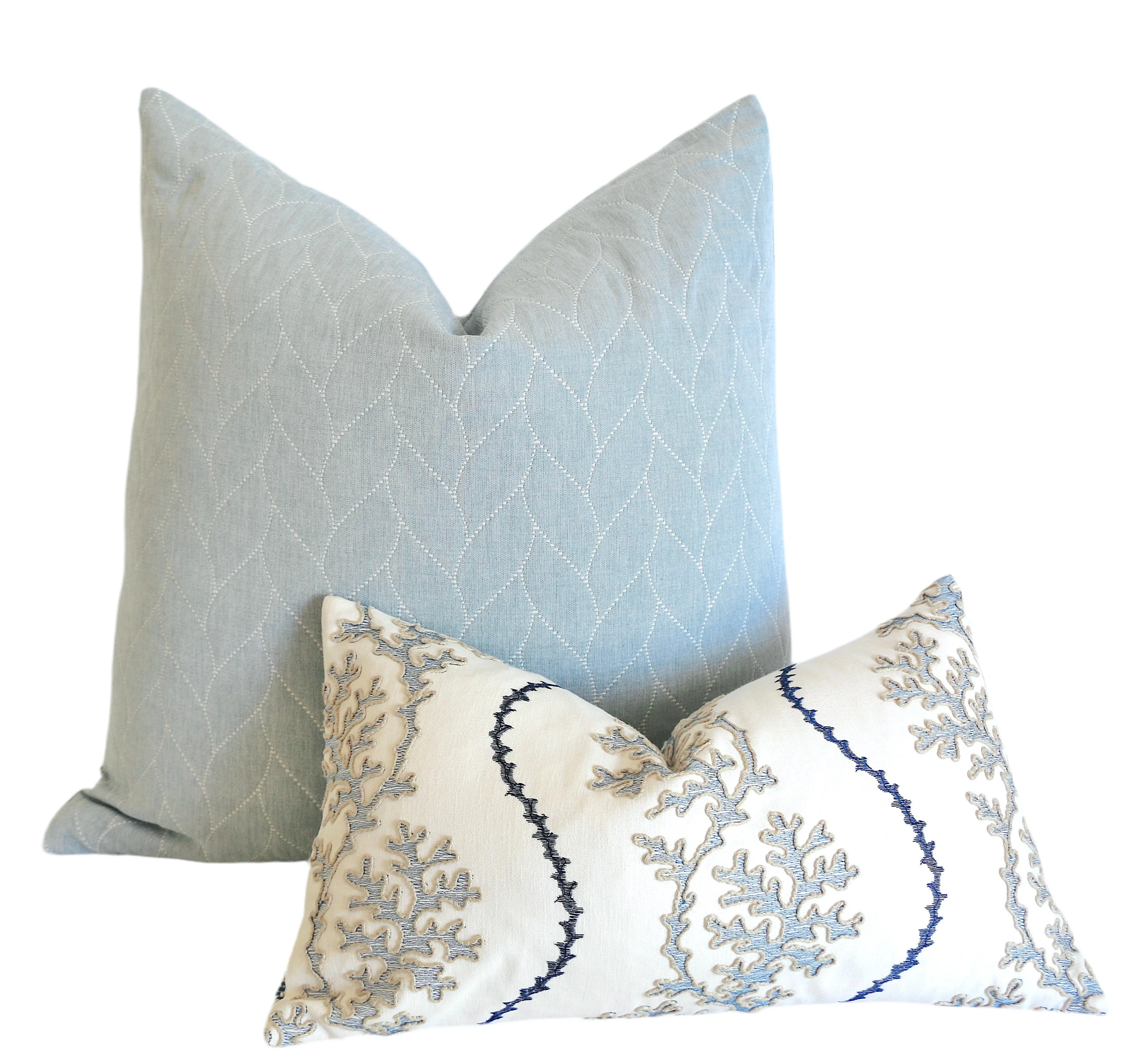 Marian: A Quilted Pillow Cover in Soft Light Blue