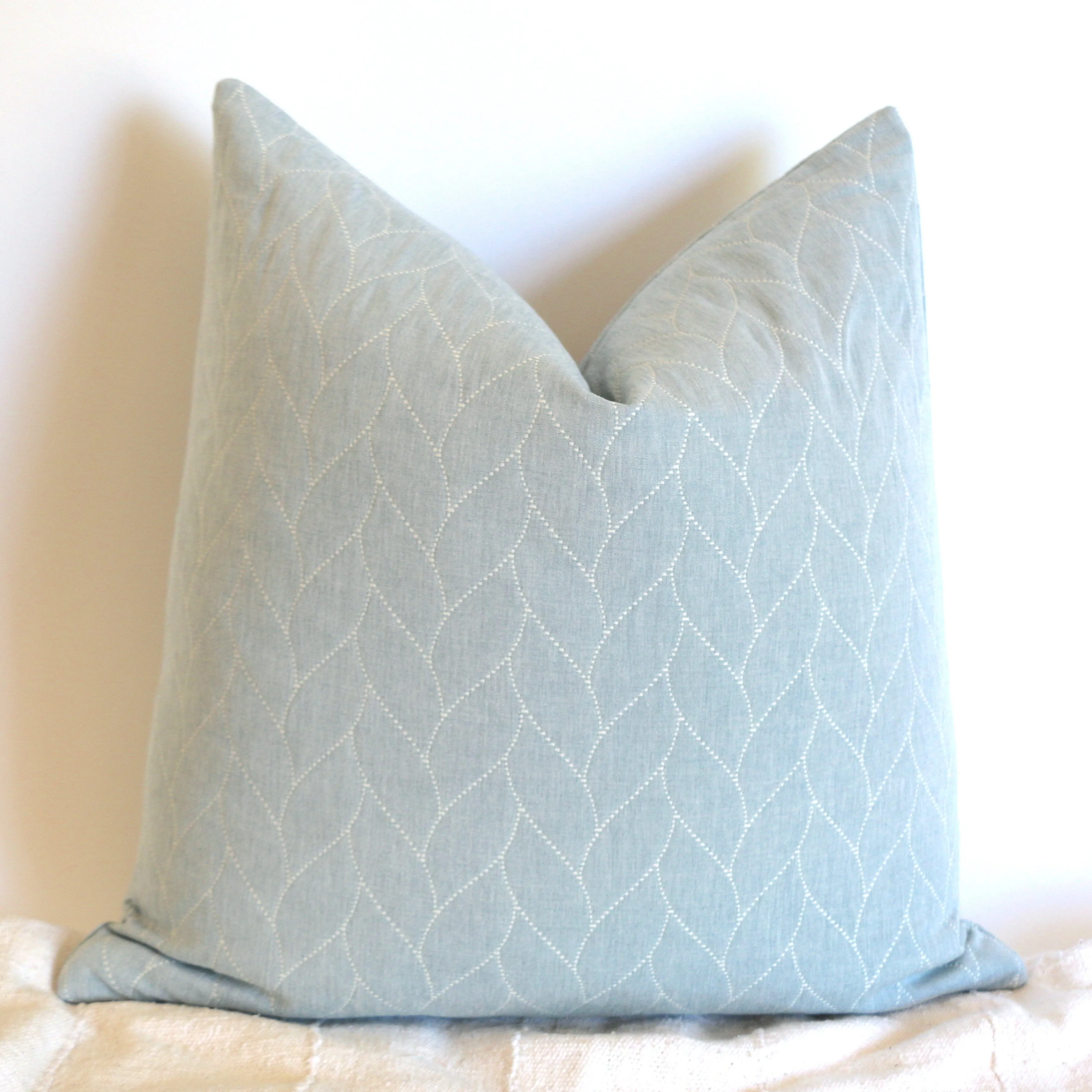 Marian: A Quilted Pillow Cover in Soft Light Blue