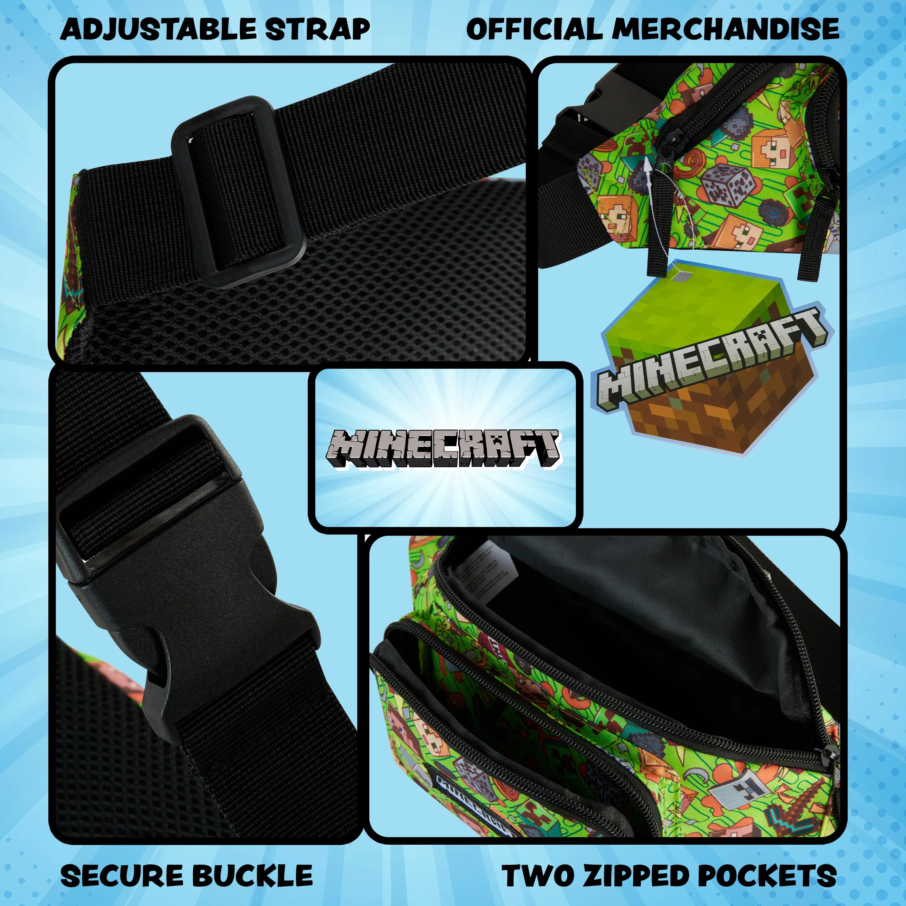 Minecraft Boys Fashion Waist Pack Adjustable Strap