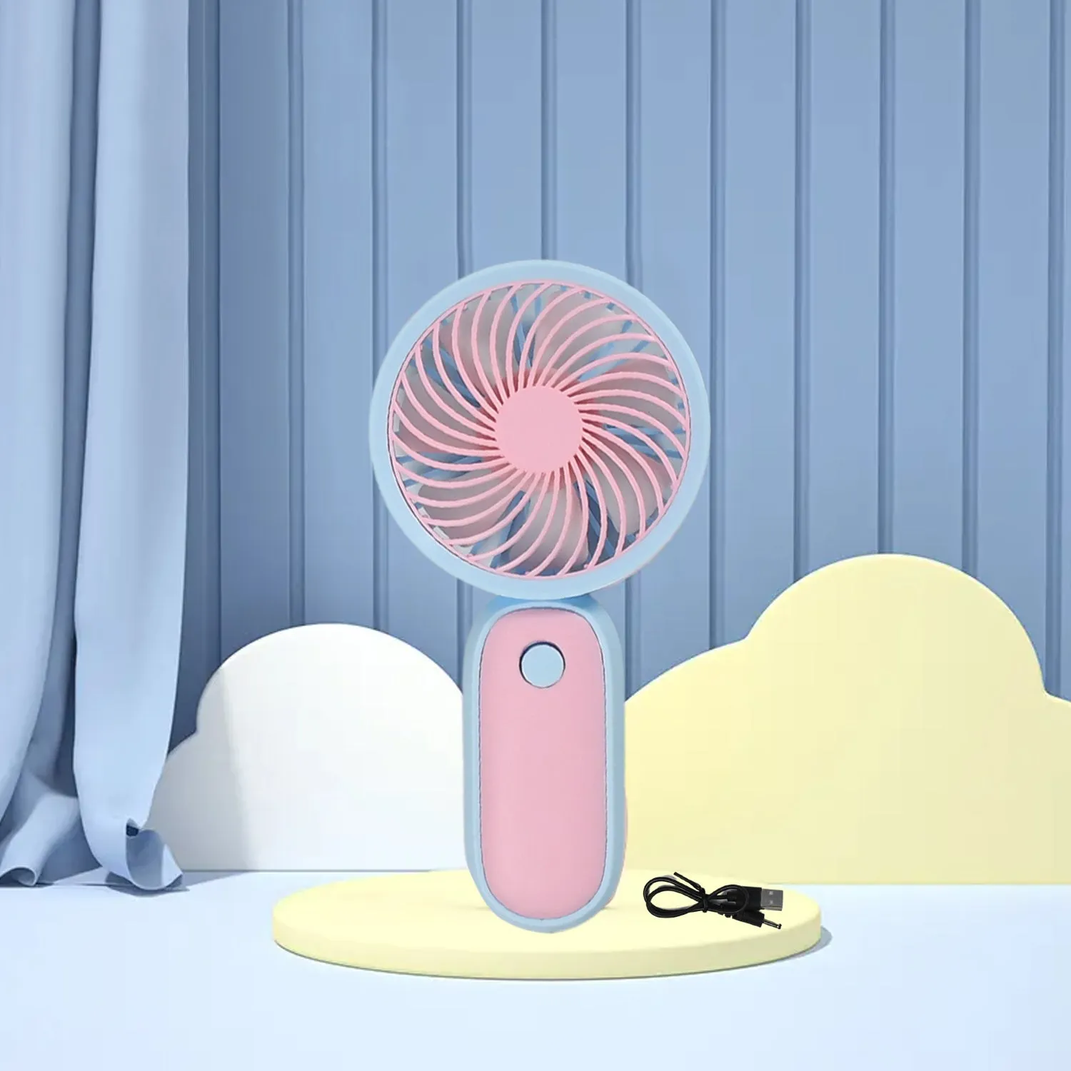 Mini Handheld Fan Portable Rechargeable Mini Fan Easy to Carry, for Home, Office, Travel and Outdoor Use (Battery Not Include)