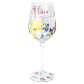 Mother's Floral Wine Glass