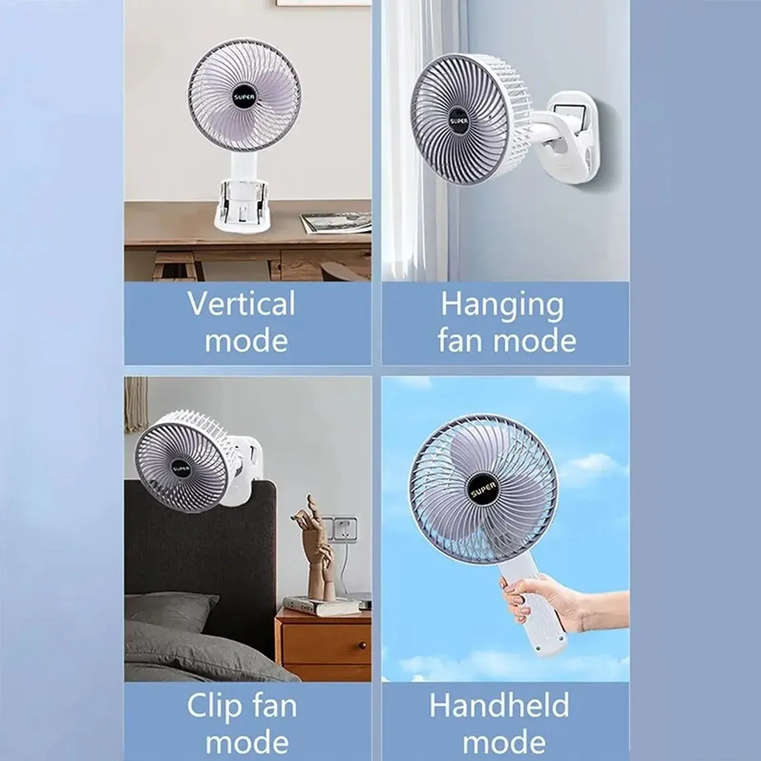 Multifunctional USB Desk Fan Clipped Fan (1 Pc / With Color Box)