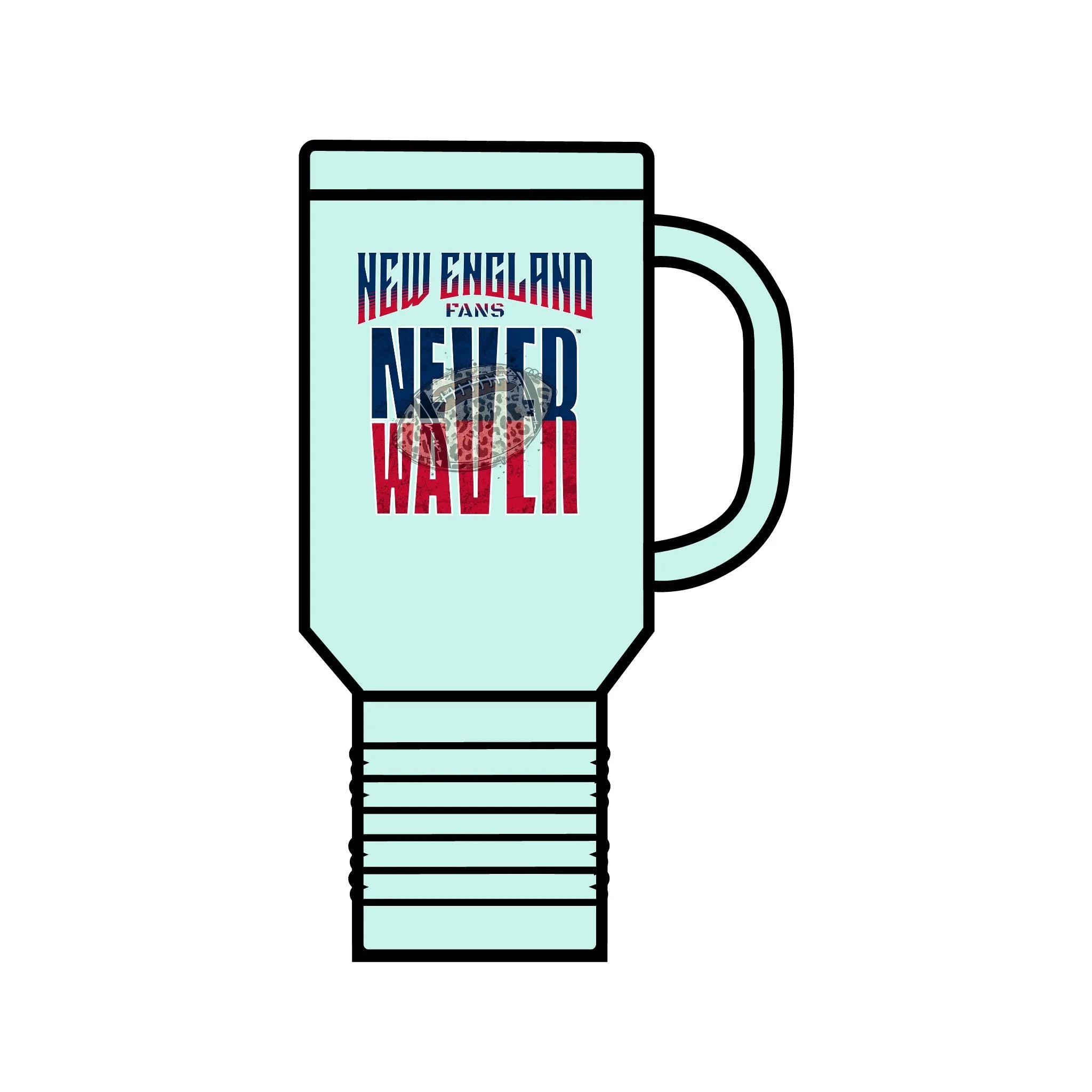 New England Fans Never Waver W-Leopard Football Insulated Travel Mug, 40oz