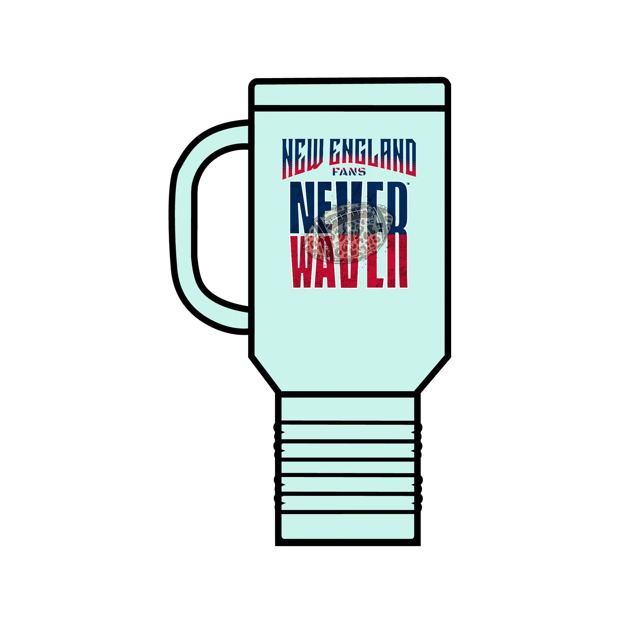 New England Fans Never Waver W-Leopard Football Insulated Travel Mug, 40oz