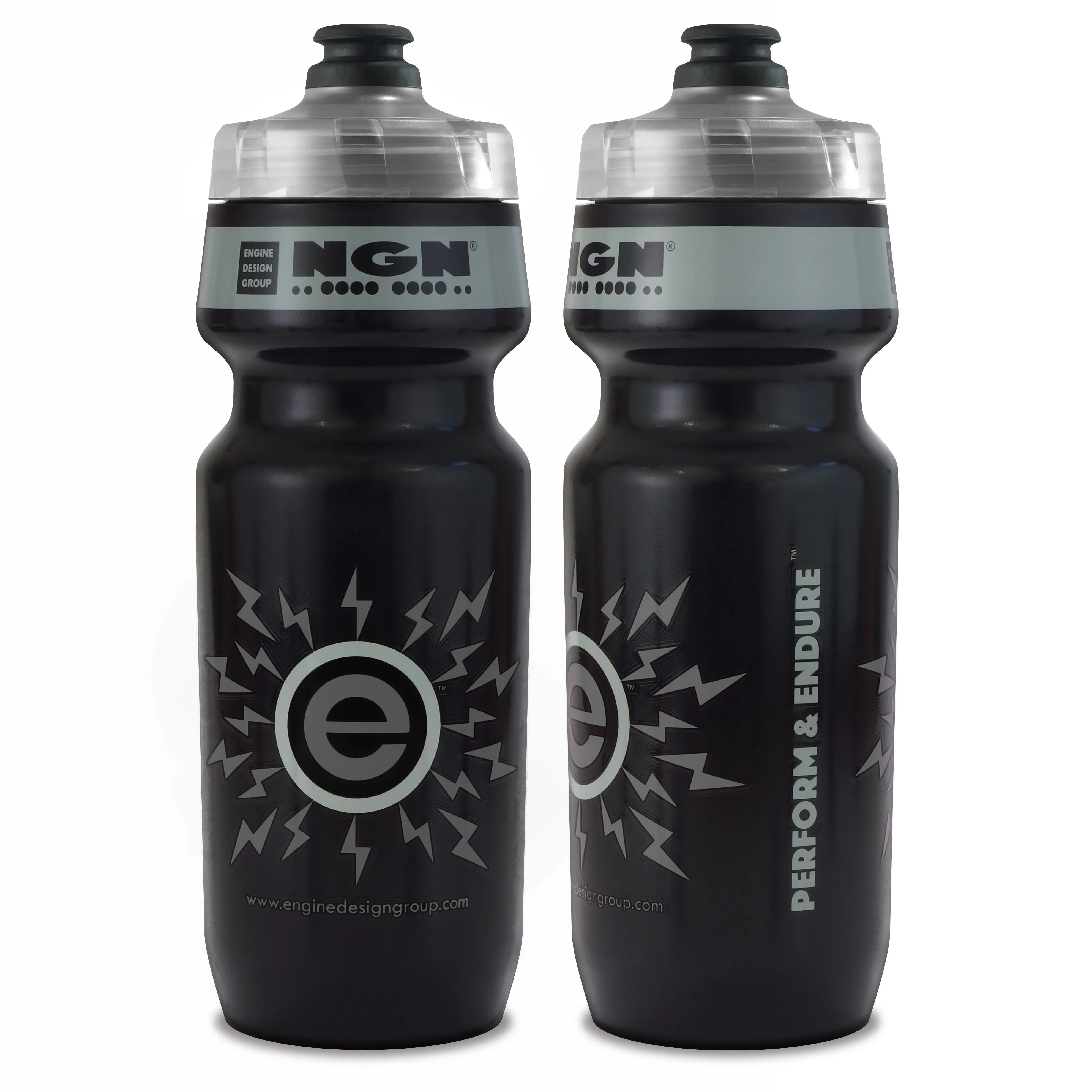 NGN Sport – High Performance Bike Water Bottles – 24 oz | Black & Gray (2-Pack)