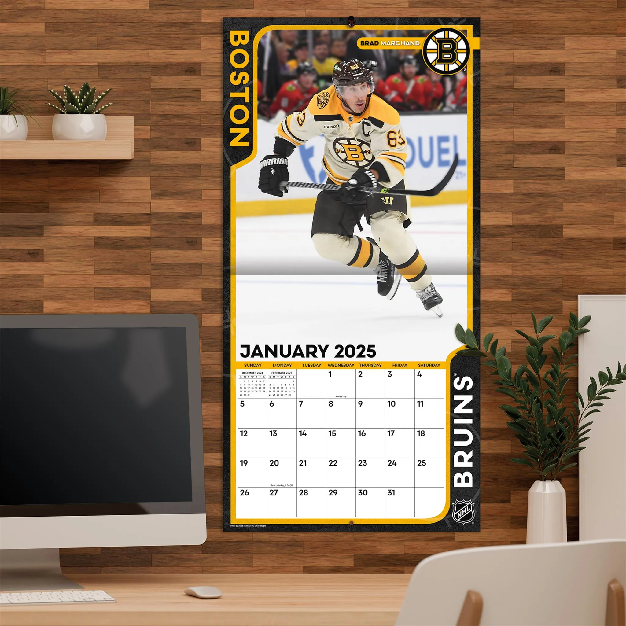 NHL Boston Bruins Wall 2025 Calendar