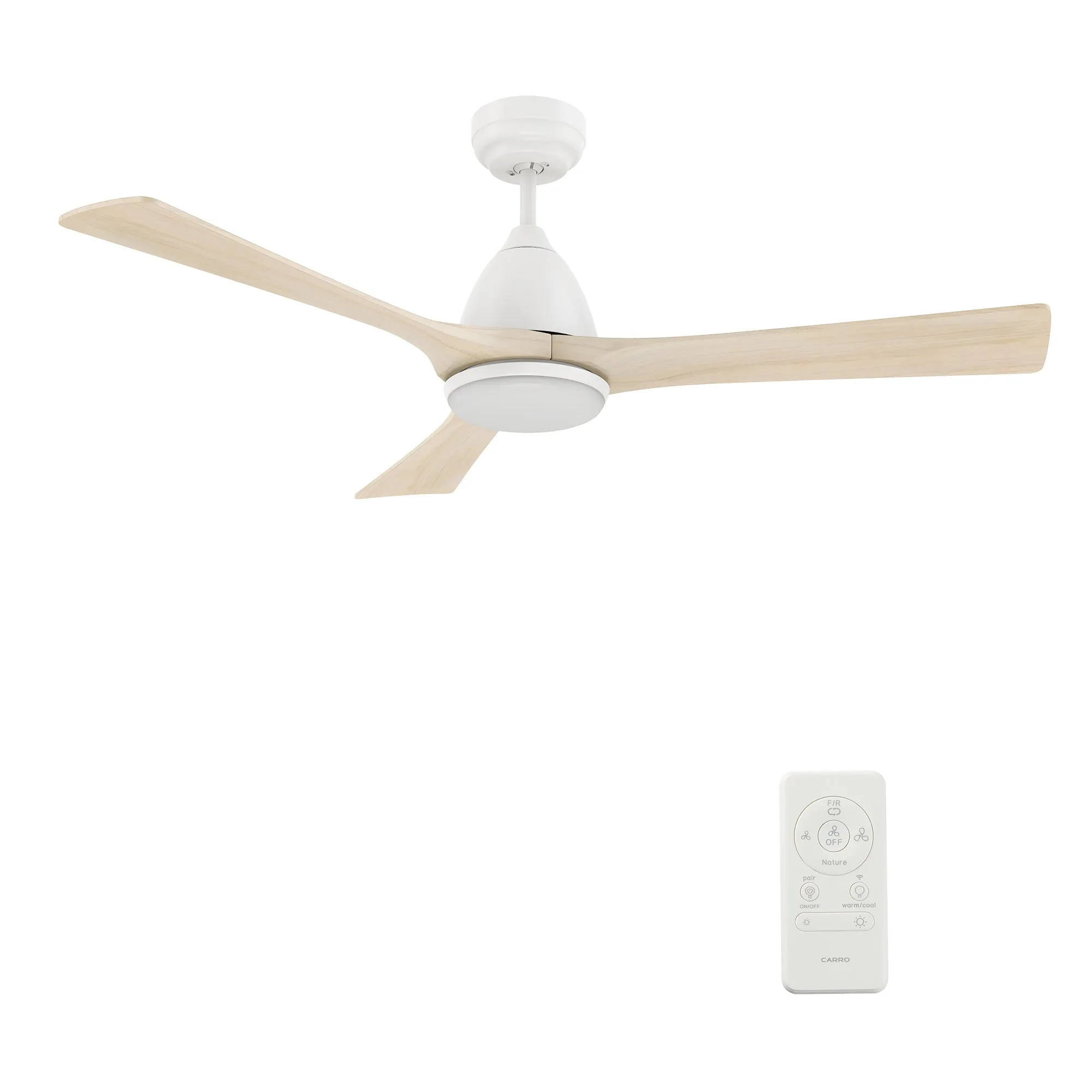 NICOLET 52 inch 3-Blade Smart Ceiling Fan with LED Light Kit & Remote- White/Whitewashed Walnut