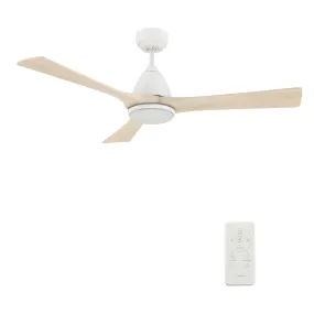 NICOLET 52 inch 3-Blade Smart Ceiling Fan with LED Light Kit & Remote- White/Whitewashed Walnut