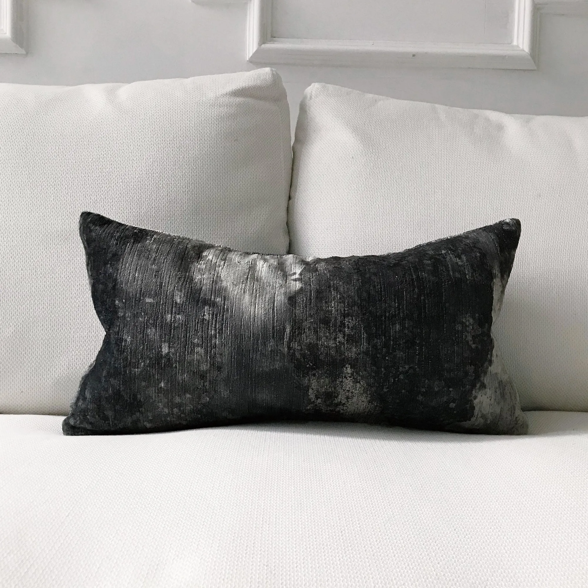 Onyx Abstract Watercolor Velvet Lumbar Pillow Cover 11x21