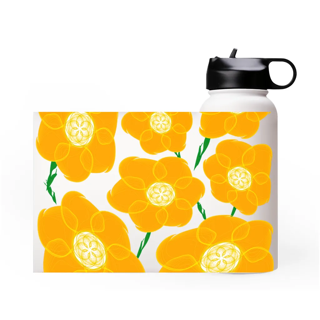 Orange Hippyflower - Premium Steel Water Bottle (choose from 3 sizes)