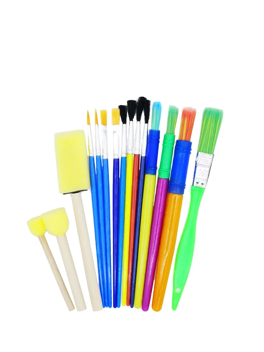 Paint Brush & Sponge Tip Brush Set - 15 Piece Set