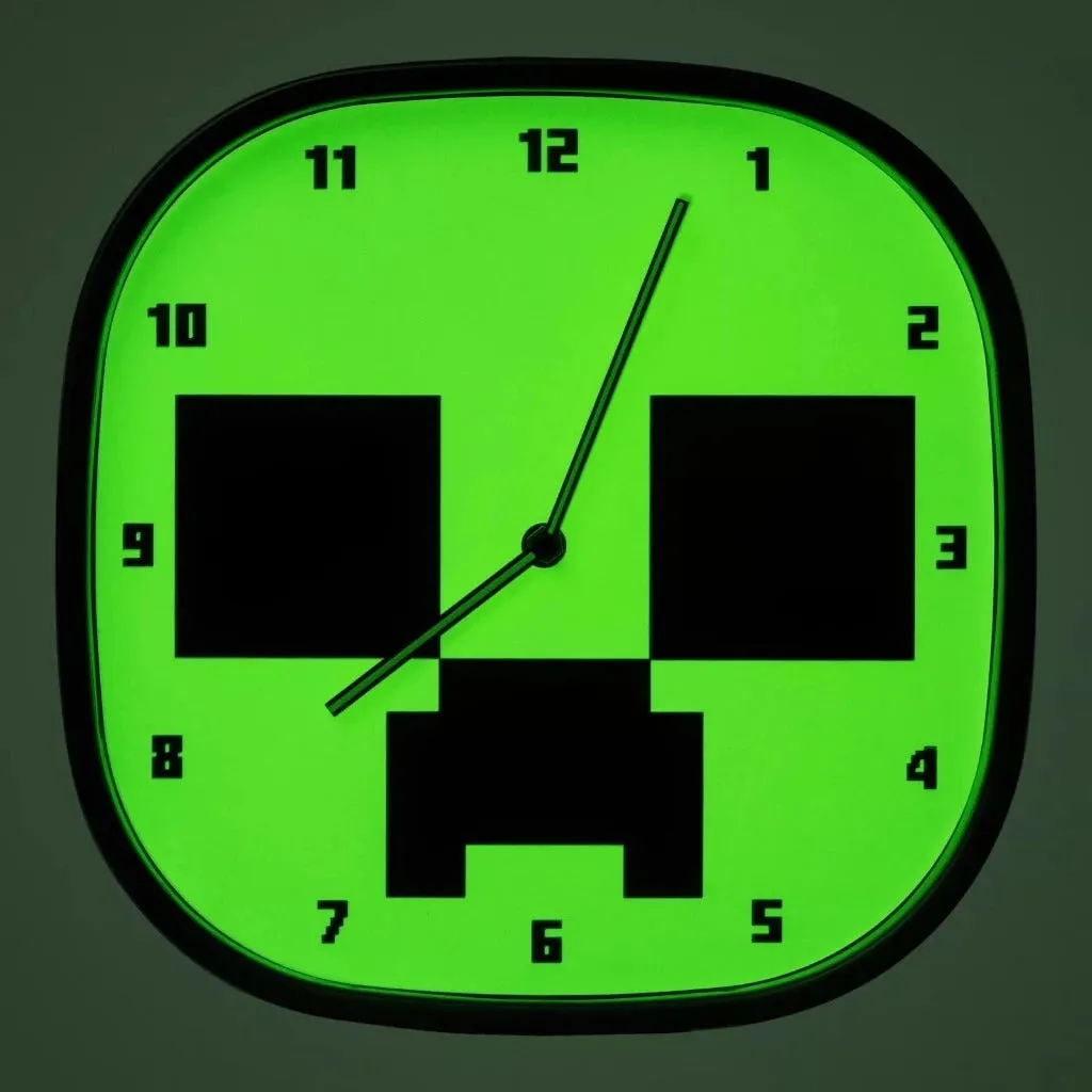 Paladone Minecraft Creeper Glow In The Dark Wall Clock