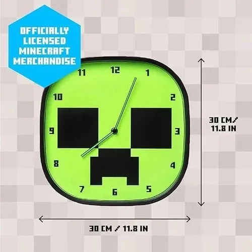 Paladone Minecraft Creeper Glow In The Dark Wall Clock