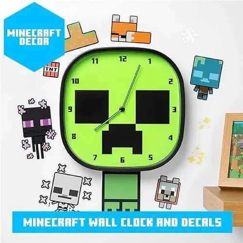 Paladone Minecraft Creeper Glow In The Dark Wall Clock