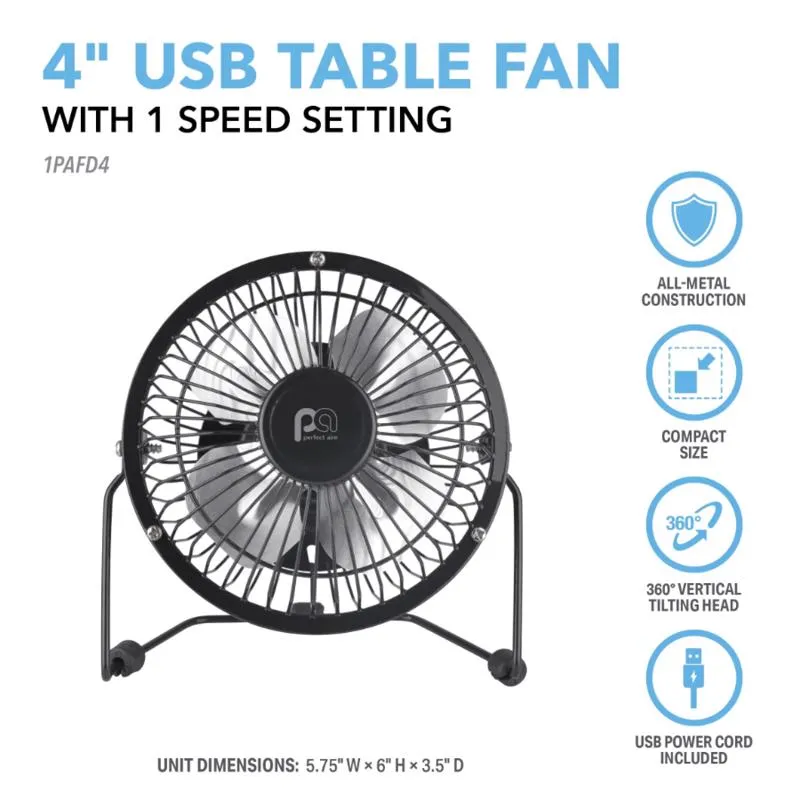 Perfect Aire 6 in. H X 4 in. D 1 speed Table Fan